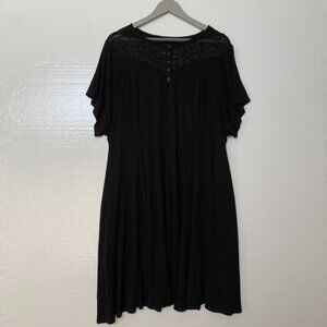 Torrid Super Soft Womens 3 Plus Size Black Short Sleeve Lace Neck Midi Dress
